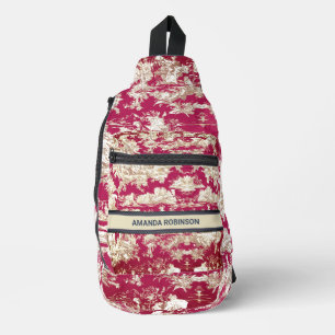 エレガントヴィンテージ赤い湖トイレデジュイミモノグラム スリングバッグ