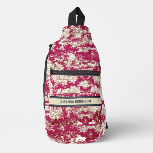 エレガントヴィンテージ赤い湖トイレデジュイミモノグラム スリングバッグ (正面)