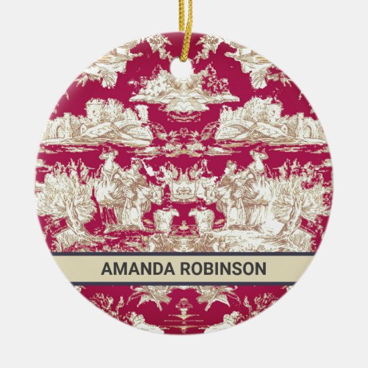 エレガントヴィンテージ赤い湖トイレデジュイミモノグラム セラミックオーナメント (正面)