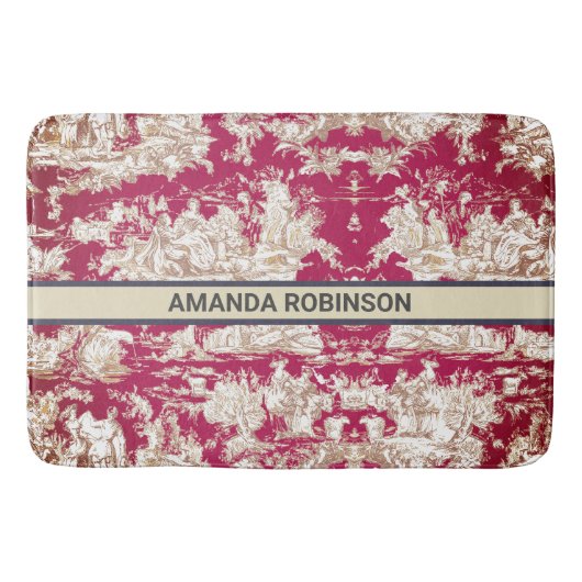 エレガントヴィンテージ赤い湖トイレデジュイミモノグラム バスマット (正面)