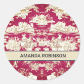 エレガントヴィンテージ赤い湖トイレデジュイミモノグラム ラウンドシール (正面)