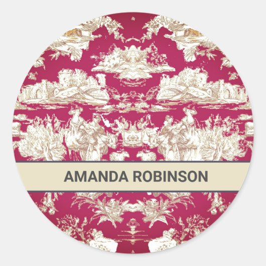 エレガントヴィンテージ赤い湖トイレデジュイミモノグラム ラウンドシール (正面)