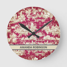 エレガントヴィンテージ赤い湖トイレデジュイミモノグラム ラウンド壁時計