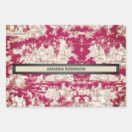 エレガントヴィンテージ赤い湖トイレデジュイミモノグラム ラッピングペーパーシート (正面2)