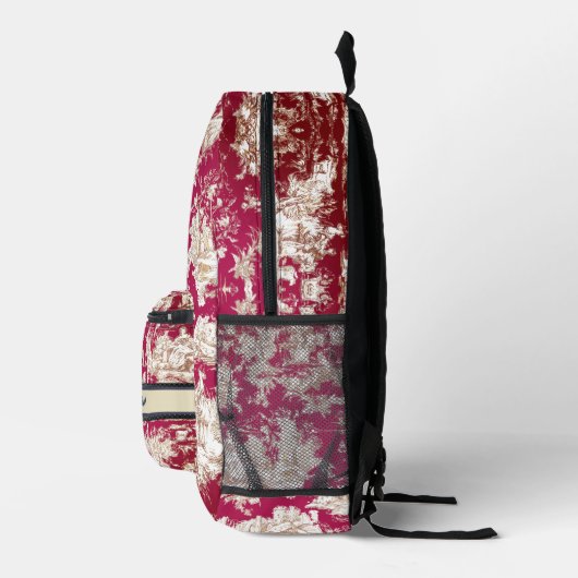エレガントヴィンテージ赤い湖トイレデジュイモノグラム プリントバックパック (右)