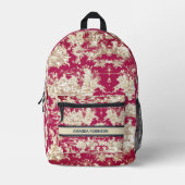 エレガントヴィンテージ赤い湖トイレデジュイモノグラム プリントバックパック (正面)