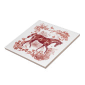 エレガントヴィンテージ赤素朴馬フローラトイル タイル (側面)