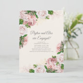 エレガントヴィンテージ赤面ピンクフローラ婚約パーティ 招待状 (スタンド正面)