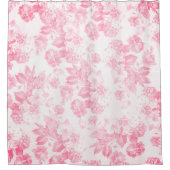 エレガントヴィンテージ赤面ピンク植物性フローラ シャワーカーテン (正面)