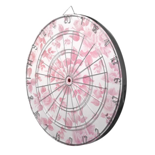 エレガントヴィンテージ赤面ピンク植物性フローラ ダーツボード (正面右)