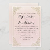 エレガントヴィンテージ赤面ピンク金ゴールド 招待状 (正面/裏面)