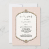 エレガントヴィンテージ赤面ピンクn金ゴールド結婚詳細 招待状 (正面)
