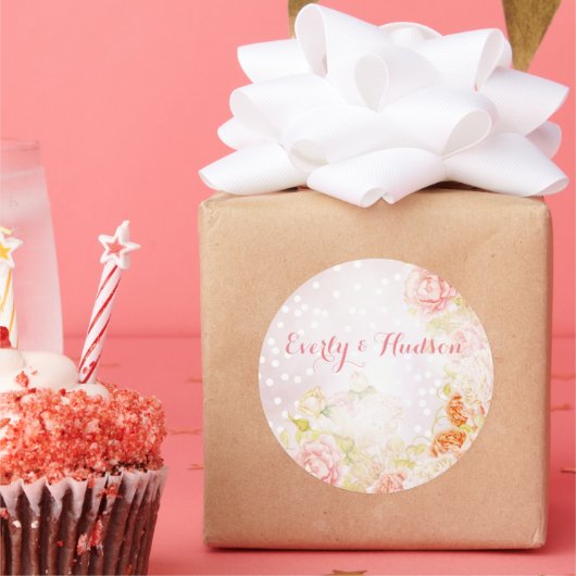 エレガントヴィンテージ赤面ピ結婚ンクバラ ラウンドシール (パーティー)