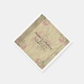 エレガントヴィンテージ辞書プリントとバラ スタンダードカクテルナプキン (角)