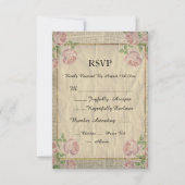 エレガントヴィンテージ辞書プリントとバラRSVP 出欠カード (正面)