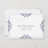 エレガントヴィンテージ返信カード – Nadine (Navy Blue) 招待状 (裏面)