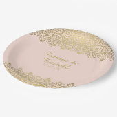 エレガントヴィンテージ金ゴールドアールデコレース赤面結婚ズ ペーパープレート (アングル)