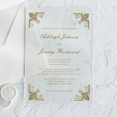 エレガントヴィンテージ金ゴールドス華美クリプト結婚コーナー アクリル招待状