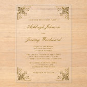 エレガントヴィンテージ金ゴールドス華美クリプト結婚コーナー アクリル招待状 (正面)