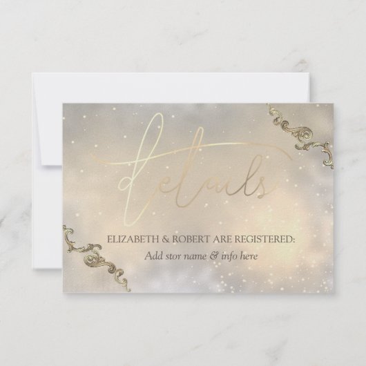 エレガントヴィンテージ金ゴールドフレームハート 招待状 (裏面)