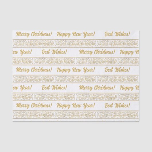エレガントヴィンテージ金ゴールドフローラクリスマスプレゼント 薄葉紙 (正面)