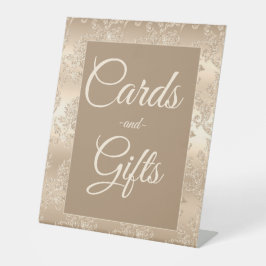 エレガントヴィンテージ金ゴールドブライダルシャワーカードギフト 台座サイン