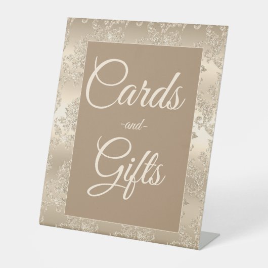エレガントヴィンテージ金ゴールドブライダルシャワーカードギフト 台座サイン (正面)