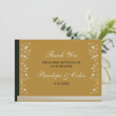 エレガントヴィンテージ金ゴールドライブラリのブックカバ結婚ー サンキューカード (スタンド正面)
