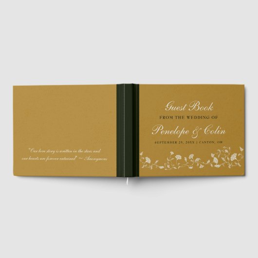 エレガントヴィンテージ金ゴールドライブラリ結婚のゲストブック ゲストブック (全面)