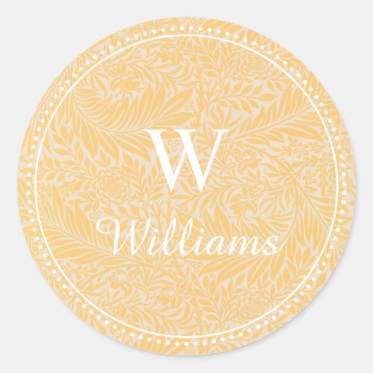 エレガントヴィンテージ金ゴールド点々のあるフローラ縁ど ラウンドシール (正面)