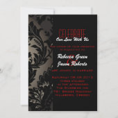 エレガントヴィンテージ金ゴールド黒ダマフォーマルスク結婚式 招待状 (正面)