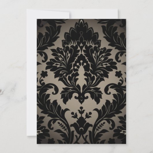 エレガントヴィンテージ金ゴールド黒ダマフォーマルスク結婚式 招待状 (裏面)