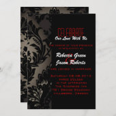エレガントヴィンテージ金ゴールド黒ダマフォーマルスク結婚式 招待状 (正面/裏面)