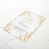 エレガントヴィンテージ金ゴールド80誕生日 箔招待状 (回転した状態)