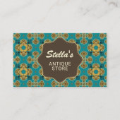 エレガントヴィンテージ青のパターン|アンティーク業者 名刺 (正面)