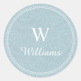 エレガントヴィンテージ青フローラ点々のある縁ど ラウンドシール