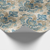 エレガントヴィンテージ青 ラッピングペーパー (角)