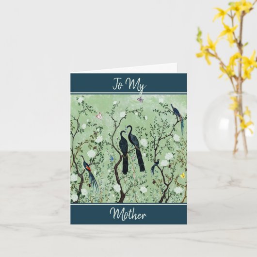 エレガントヴィンテージ鳥の母の日 カード (黄色い花)