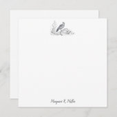 エレガントヴィンテージ鳥フローラ自然カスタムフラット ノートカード (正面/裏面)