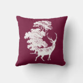 エレガントヴィンテージ鹿インウッドランドブルゴーニュホワイト クッション (裏面)
