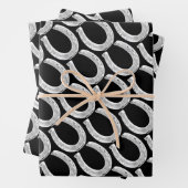 エレガントヴィンテージ黒馬蹄形ギフティング ラッピングペーパーシート (インサイチュ)