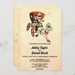 エレガントヴィンテージ50sカップルクラシックの結婚レトロ 招待状