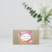 エレガントヴィンテージ，クラフト，フローラ 名刺 (スタンド正面)