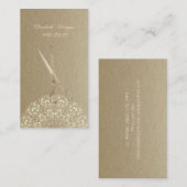 エレガントヴィンテージ，クラフト，レース，はさみ 名刺 (正面/裏面)