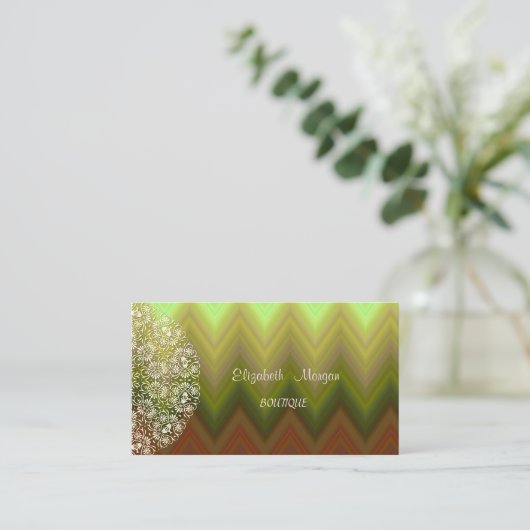 エレガントヴィンテージ，ジグザグ，山形，レース 名刺 (スタンド正面)