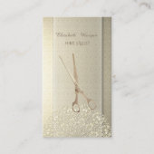 エレガントヴィンテージ，ダマスク，レース，はさみ 名刺 (正面)