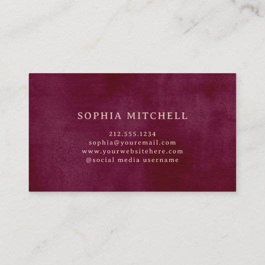 エレガントヴィンテージ |バシンプルルミニマルグンディ 名刺 (裏面)