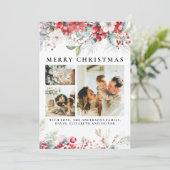 エレガントヴィンテージ | ボタニカルベリー赤クリスマス シーズンカード (スタンド正面)