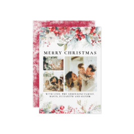 エレガントヴィンテージ | ボタニカルベリー赤クリスマス シーズンカード