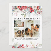 エレガントヴィンテージ | ボタニカルレッドクリスマス シーズンカード (正面/裏面)